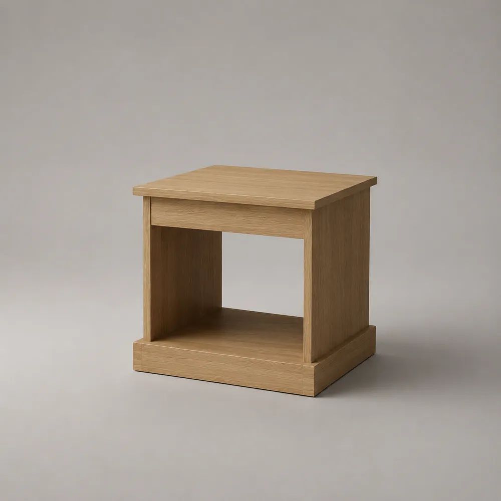 Tavolino rettangolare in MDF impiallacciato rovere naturale con ripiano, 50 x 45 x 55 cm